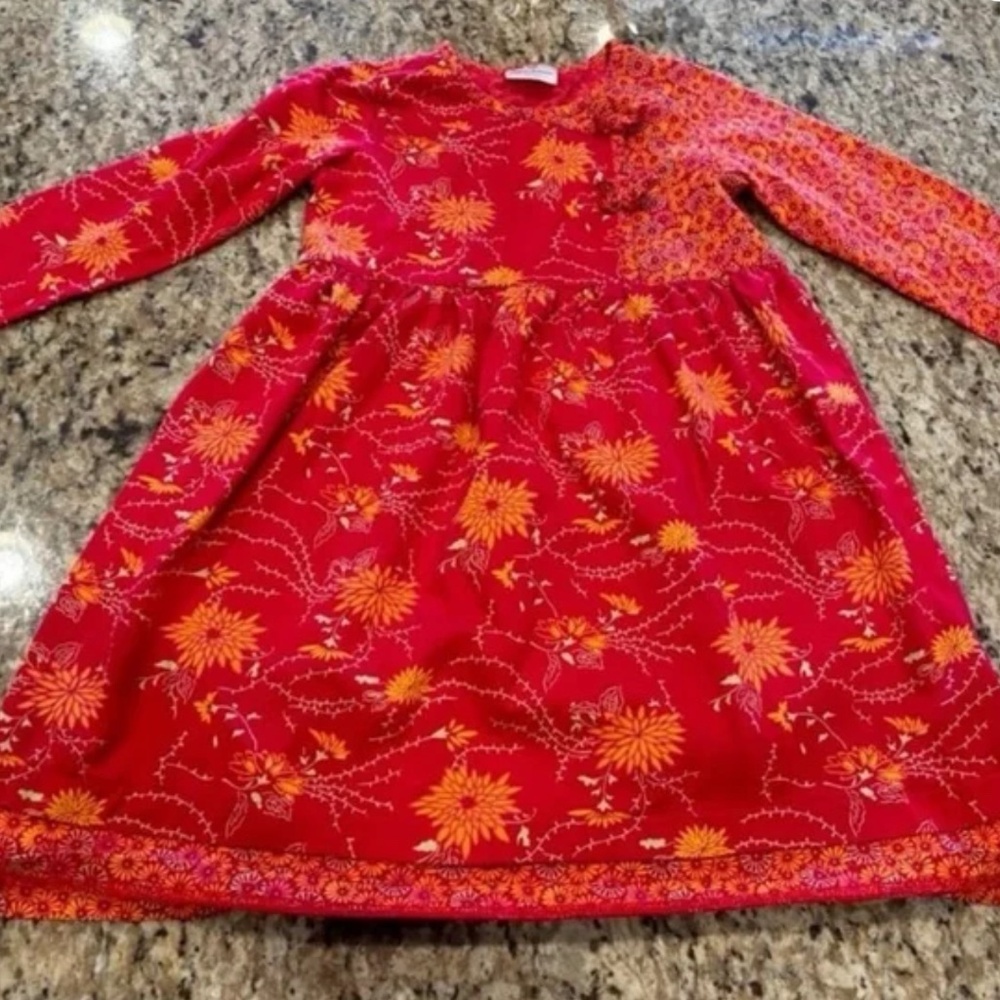 Longsleeve Red Hanna Andersson Floral Dress Sz120